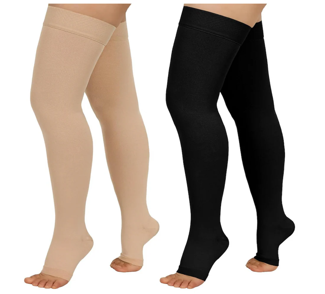 Thigh high compression stocking
